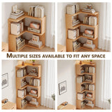 2, 3, 4, 5 Tier Corner Bookshelf, Wood Small Bookcase with Open Shelf Units, Natural Oak Modern Mid Century Corner Book Shelf for Bedroom, Living Room, Home Office, Natural (5-Shelf) Generic