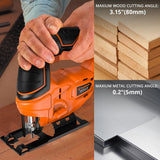 Parrior Cordless Jig Saw, 20V Electric Jigsaw with 2.0AH Battery and Charger Max Cutting Depth of Wood and Metal 80mm/5mm, 2700RPM, Jigsaw Tool Kit for Wood, Metal and Plastic Cutting PARRIOR