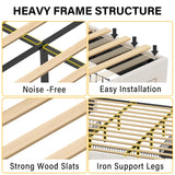 ANTCOR King Size Upholstered Bed Frame with Storage Headboard and Charging Station, Beige ANCTOR