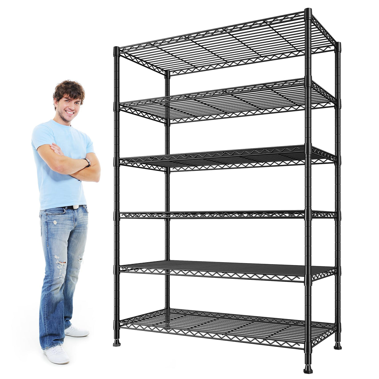 REIBII 75''H Storage Shelves Metal Shelving Unit, 6 Tier Wire Shelving for Pantry Shelves Adjustable 1200LBS Garage Shelving Heavy Duty Storage Rack for Kitchen Garage, 35.4''W*75''H*15.7" D REIBII