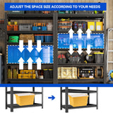 63"H Garage Shelving Heavy Duty Rack, 3000 LBS Large Capacity 5 Tier Adjustable Storage Shelves, Metal Industrial Shelf Units for Garage, Basement and Warehouse, 63"H×23.6"W×13.8"D, Black ErgoNova