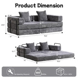Trygoal Convertible Floor Sofa Bed, Foldable Mattress Cloud Couch with Pillow Back & Armrest, Chenille Sleeper Sofa Bed with Fixed-Shape Frame, Compressed Couch for Living Room Bedroom, Dark Gray Trygoal