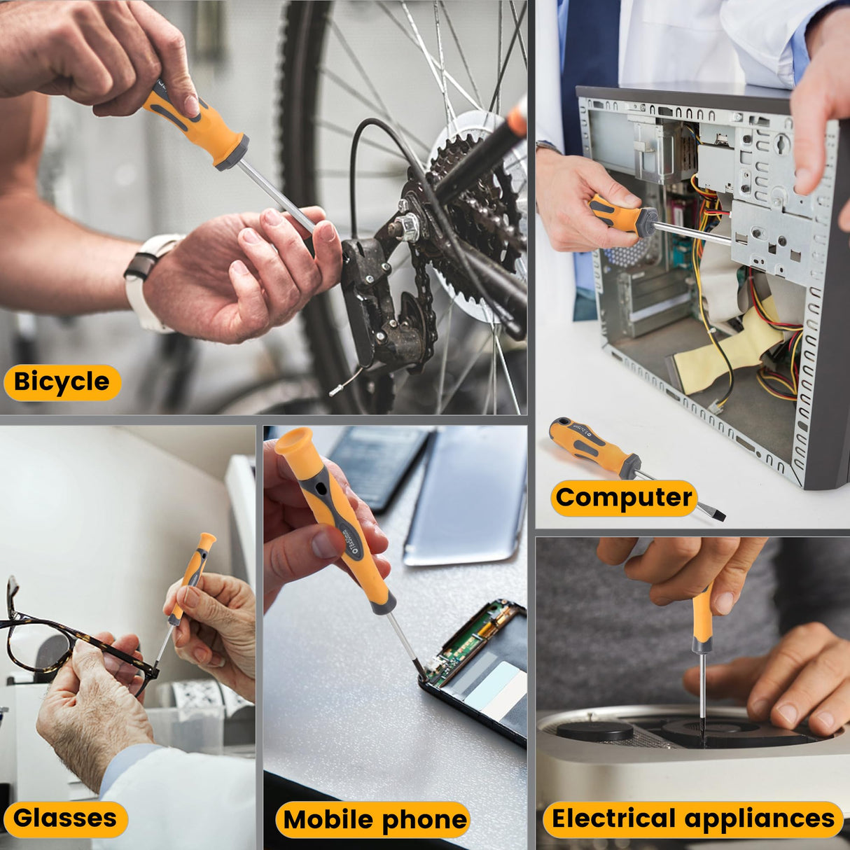 MulWark Magnetic Screwdriver Set 59 Piece Chrome Vanadium Steel, Ergonomic Design Rubber Handle Screwdriver Set with Case Slotted, Phillips, Hex, Pozidriv, Torx and Precision, Magnetizer Demagnetizer MULWARK