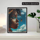 SKRYUIE 5D Africa Diamond Painting Kits - DIY Diamond Art Kits for Adults African Americans, Full Round Drill - Crystal Cross Stitch - Adults Craft for Wall & Office Decor - 12x16 Inch c2 SKRYUIE
