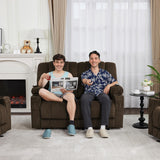 MCombo 57.8" Zero Gravity Power Loveseat Recliner with Heat and Vibration Massage, Reclining Loveseat Sofa with USB Ports, Cup Holders for Living Room, Fabric 6035SET (Brown) MCombo