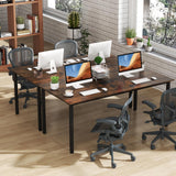 Giantex 6 FT Conference Table for 8-10 People, Modern 71" L x 35.5" W Large Meeting Table with Metal Frames, Rectangle Conference Room Table with Cable Grommet for Office, Boardroom, Rustic Brown Giantex