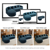 104.3" Boneless Curved Couch, l Shaped 4-Seater Cloud Couch with Deep Seat Chaise, Oversized Curved Sofa, Chenille Modular Sectional Couches for Living Room, No Assembly, Blue Abbrevi