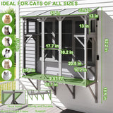 PetsCosset Cat Window Box,Wooden Window Catio for Indoor Cats,Expandable Outdoor Enclosure with 4 Platforms & 3 Doors,Secure Wall-Mounted Perch for Sunbathing, Play & Tunnel Connection,All-Weather Use PetsCosset