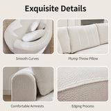 Opiesit 124" Oversized Boneless Couches for Living Room, Sectional Curved Sofa with 7 Pillows, L-Shape Boneless Couch with Deep Seat, High-Density Memory Foam, No Assembly Required, Chenille (White) Opiesit