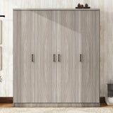 Quarte 4-Door Wardrobe with Drawers, Shelves and Hanging Rail, Freestanding Armoire Wardrobe Closet, Clothes Storage Cabinet Organizer Quarte