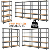 Topeakmart 2 PCS 5-Tier Utility Shelves, Metal Storage Shelves Garage Shelving Unit Adjustable Garage Storage Shelves Storage Racks Heavy Duty Shed Shelving - Dark Gray, 27.5 x 12 x 60 Inch Topeakmart