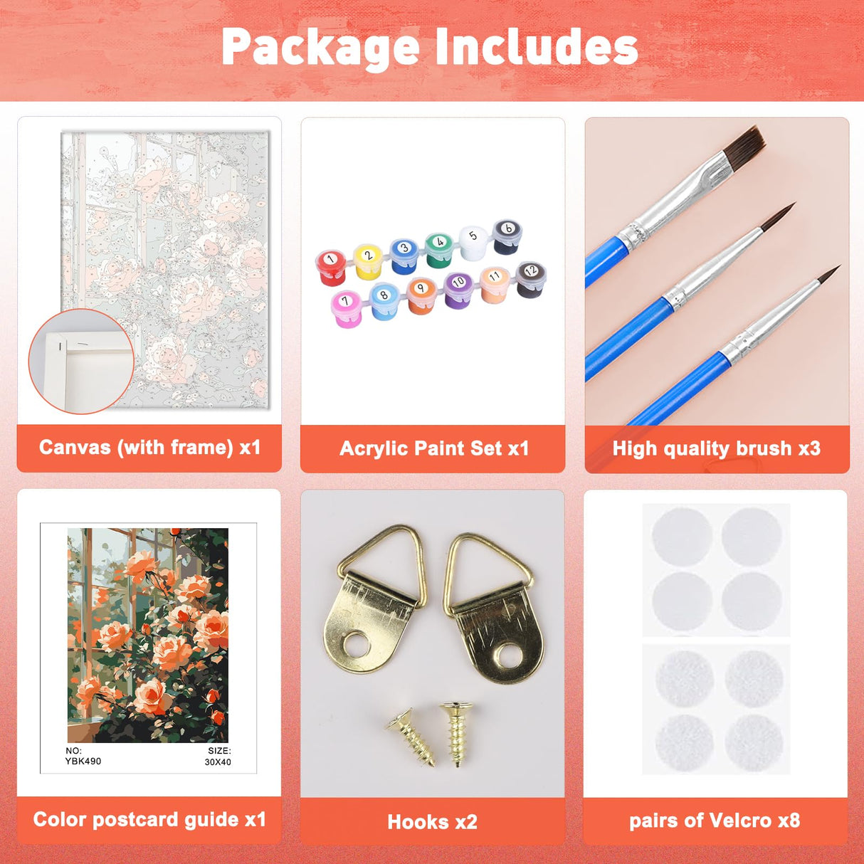 MAXBYE Window Roses Paint by Numbers Kits for Adults Beginners with Wooden Frame, Easy Canvas Paint by Numbers Pink Flowers, DIY Oil Painting Art Kit for Home Wall Decoration 12X16 inch MAXBYE