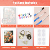 MAXBYE Window Roses Paint by Numbers Kits for Adults Beginners with Wooden Frame, Easy Canvas Paint by Numbers Pink Flowers, DIY Oil Painting Art Kit for Home Wall Decoration 12X16 inch MAXBYE