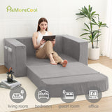 MeMoreCool Convertible Sofa Bed, Pull Out Loveseat Sleeper Sofa, Small Boneless Cloud Couch Bed for Adults, Fold Out Foam Love Seat Grey, Corduroy Folding Floor Couch for Bedroom MeMoreCool