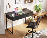 ODK 40 Inch Small Desk with Fabric Drawers- for Bedroom, Black Study Desk with Storage, Home Office Computer Desk for Small Spaces, Modern Work Writing Kids Table, Black ODK