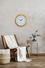 Bulova C5005 Wooden Atomic Analog Wall Clock | Automatically Sets Time | Large Roman Numerals | Battery Operated | Traditional Design Bulova