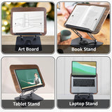 New Upgrade Book Stand for Reading, Book Holder with 360° Swivel Base, Adjustable Height & Angle Cookbook Stand, Foldable Recipe Book Holder for Kitchen, Textbook, Music Stand, Lightweight & Portable GYINGS