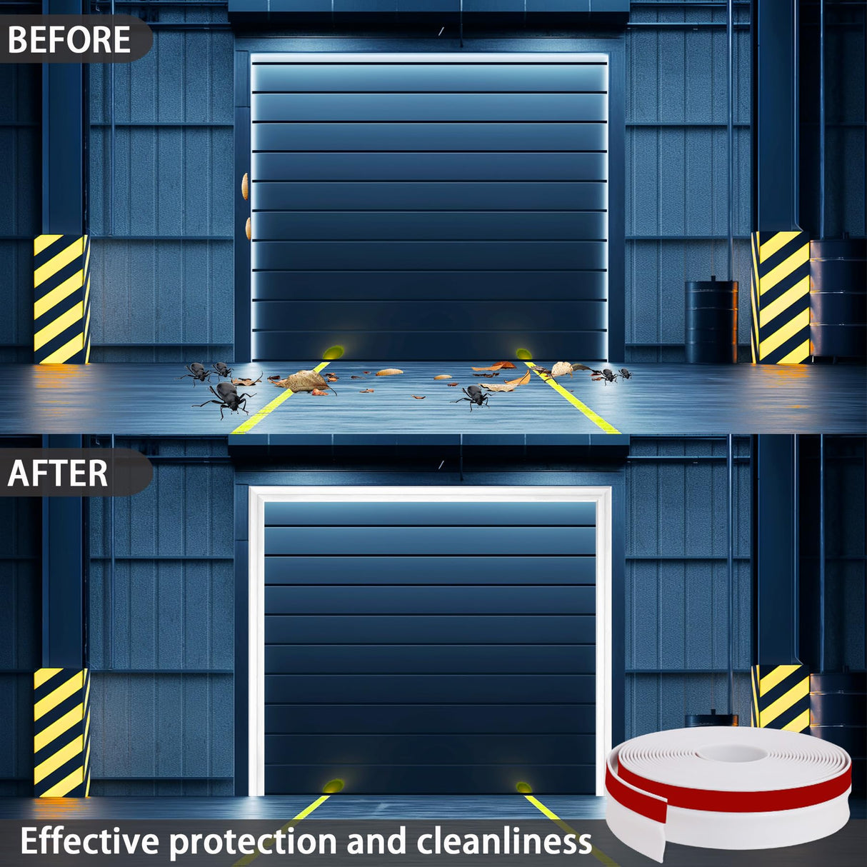 Gaahing Garage Door Top and Sides Seal Strip, Universal Weather Stripping, Self-Adhesive Weatherproofing Molding Trim with 40 Sets of Screws (White, 32.8 FT) Gaahing