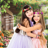 EggSun Flower Crown Making Kit for Girls Kids Gift Women Tea Party Craft Bracelet DIY Fairy Flower Crown Kit Kids Birthday Gift Floral Hair Arts Crafts Spring Easter Gift for Girls 5 6 7 12 Year Old EggSun