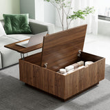 Epecoya Lift Top Coffee Table, Farmhouse Square Fluted Center Table, 31" Modern Wooden Tea Table with Hidden Storage for Living Room, Apartment, Small Spaces, Brown Walnut Epecoya