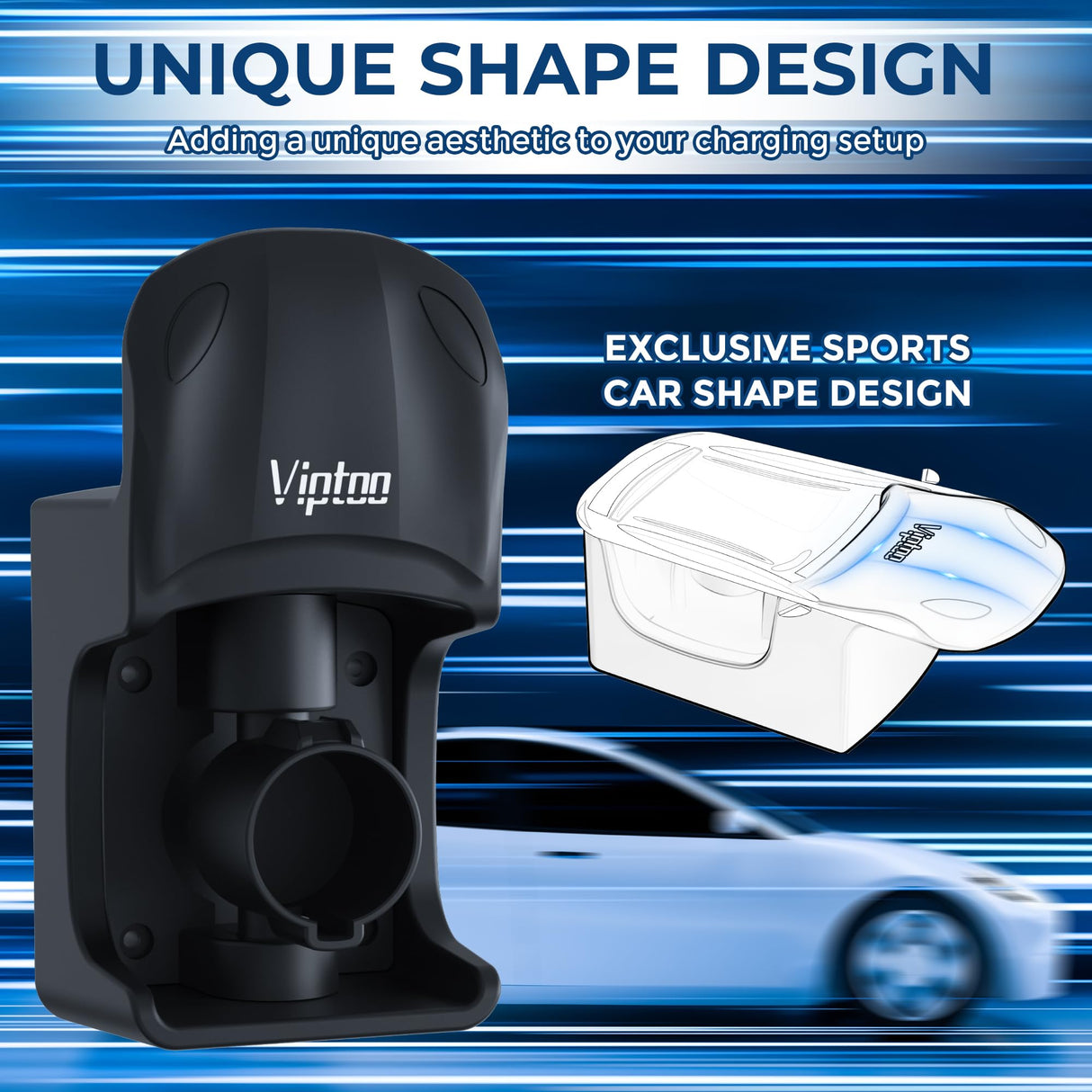 VIPTOO EV Charger Holder Wall Mount - SAE J1772 Holder with 5-Level Adjustable Rotation (45°-180°), EV Charger Control Holder & Cable Organizer for All J1772 EVS VIPTOO