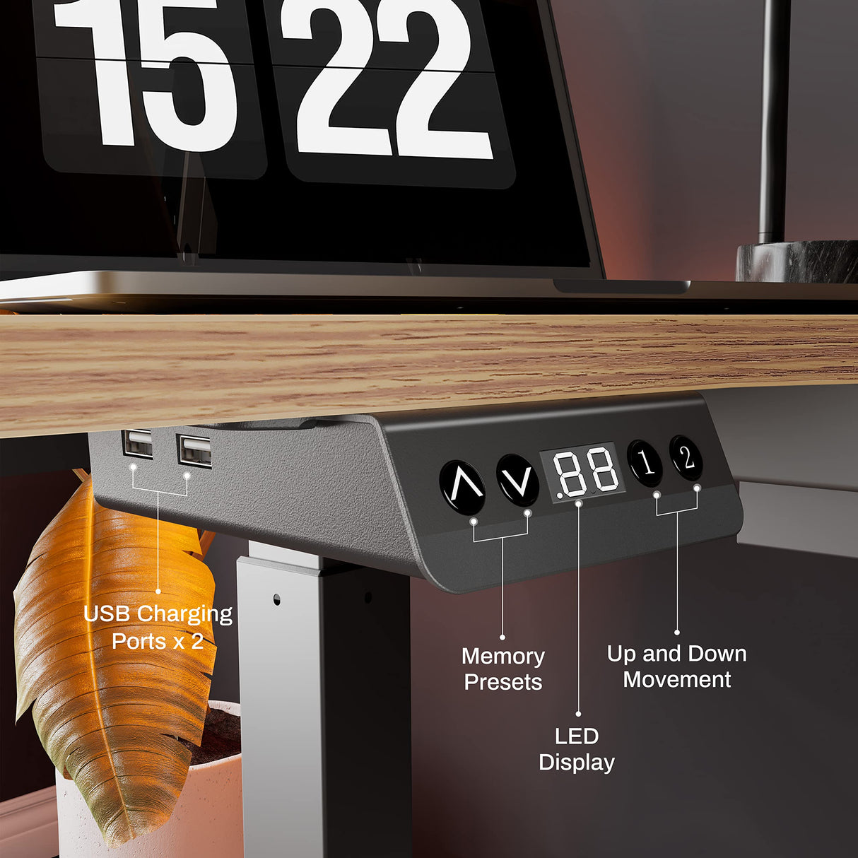 EUREKA ERGONOMIC Standing Desk with Keyboard Tray, Computer Desk, 61" L Shaped Electric Adjustable Height Desk w Monitor Stand LED, Corner Sit Stand Desk Gaming Desk, Dual Motor,Left/Rustic Brown EUREKA ERGONOMIC