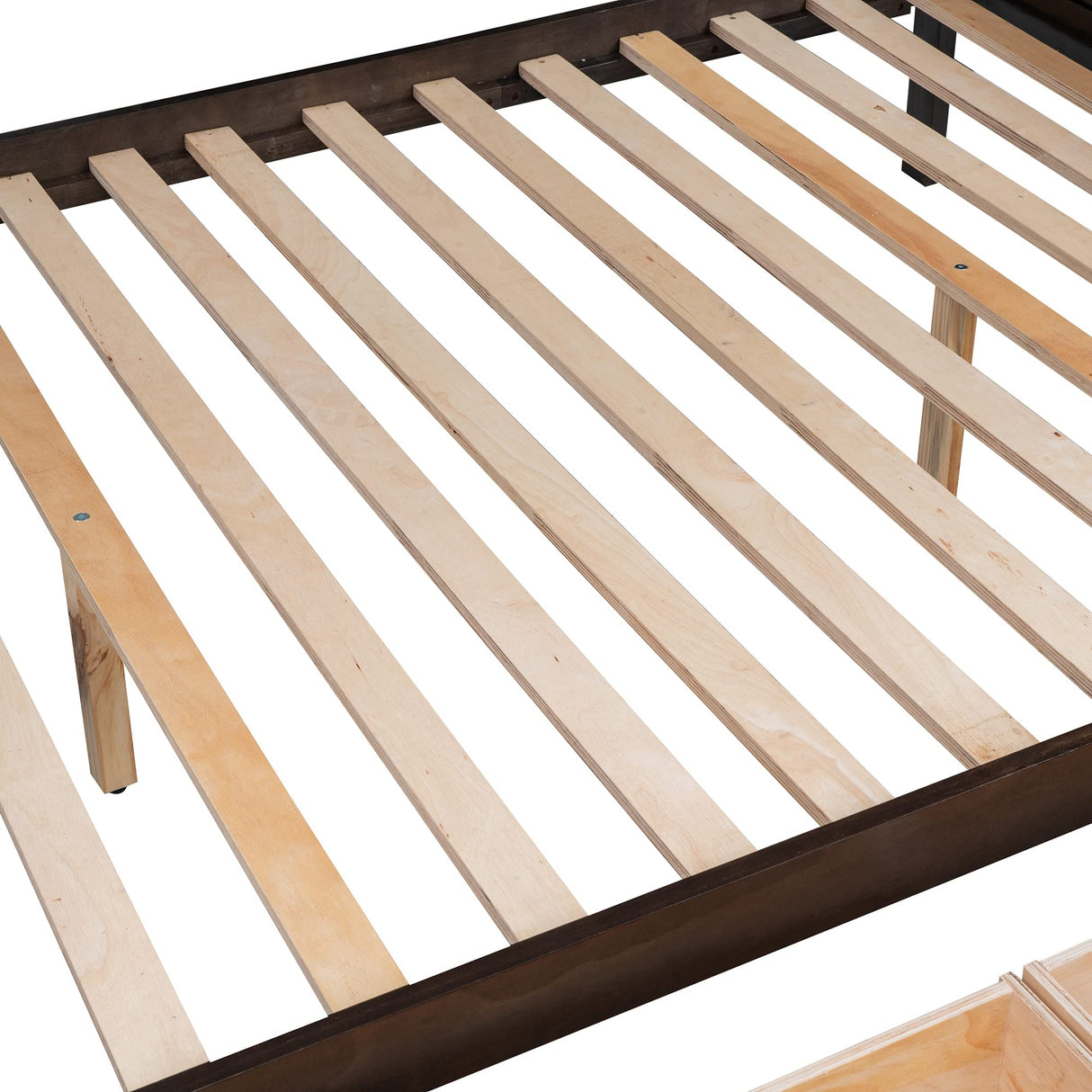 Merax Twin Over Full Bunk Bed with Storage Drawers and Shelf, Bunk Beds Twin Over Full with Storage Staircase, Wood Slat Support, No Box Spring Needed, Espresso Merax