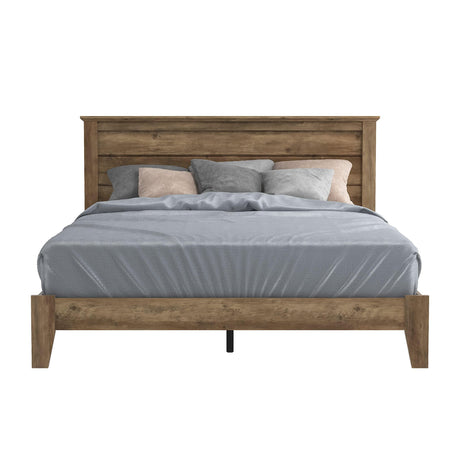 Galano Tiena Queen Bed Frame in Knotty Oak with Wooden Slat Support Galano