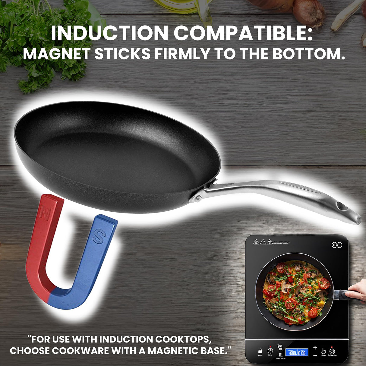 OMEO Portable Induction Cooktop Hot Plate Countertop Burner 1800 Watts Induction Burner with LCD Sensor Touch, LED Display, 10 Temperature Levels, Child Safety Lock, Auto Shutoff Function OMEO