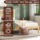 HRVEOCEI Boho Bed Frame King with Rattan Headboard, Rattan Bed Frame& King Beds Frames with Wood Legs, Solid Wood Beds Frames with Storage Underneath,Easy Assembly (White Oak, Kings) HRVEOCEI