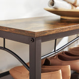 VASAGLE Coat Rack, 3-in-1 Hall Tree, Entryway Shoe Bench Coat Stand, Storage Shelves Accent Furniture Steel Frame Large Size, Industrial, Rustic Brown and Bronze UHSR45AX VASAGLE