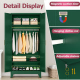 GAIOUS Metal Wardrobe Cabinet with Hanging Rod, 71" Metal Clothing Storage Cabinets with 2 Doors and Adjustable Shelves, Green Armoire Wardrobe Closet for Bedroom, Laundry Room, Cloak Room GAIOUS