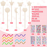 Chumia 42 Pcs Princess Fairy Wands Kit Include 28 Wooden Princess Wand, 6 Gem Stickers, 8 Ribbons, Birthday Party Supplies, Unfinished DIY Moon Butterfly Make Your Own Wand Chumia