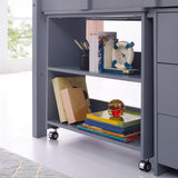 Naomi Home Grey Twin Size Loft Bed with Desk, Bookcase Shelf, Cabinet Ladder, and Safety Guard Rails Naomi Home