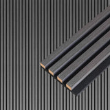 NeatiEase Wood Wall Panels, 9 Feet Acoustic Slat Wall Panels for Interior Wall Decor and Noise Reduction, Decorative Slat Wall Paneling, Dark Gray Oak, 4-Piece NeatiEase