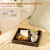 Yangbaga Serving Tray with Handles,13"*13"Wood Decorative Tray for Living Room,Modern Coffee Table Tray,Square Large Serving Platters for Home Decor,Ottoman,Bed,Kitchen,Bathroom, Breakfast,Bar Yangbaga