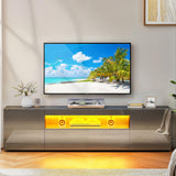 YITAHOME TV Stands for Living Room, 75 inch TV Stand, LED Entertainment Center with Storage, Modern Television Stands, High Glossy Gaming Media Stand, Grey YITAHOME