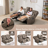 SAMERY 65.5" RV Loveseat Recliner Double Recliner RV Sofa & Console | Wall Hugger Loveseat Reclining RV | RV Theater Seats | RV Couch | RV Home Theater Seating Furniture (Fabric Khaki) SAMERY