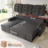 Ucloveria Sleeper Sofa Bed, 86" Convertible Sectional Sofa Couches for Living Room, Pull Out Couch Bed with Reversible Storage Chaise | USB Ports | Side Pockets | Removable Backrest Ucloveria