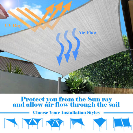 AwnPro Rectangle Shade Sail 14' x 18' Canopy to Block Sunlight for Outdoor Patio Garden Patio Deck Pergola (Light Gray) AwnPro