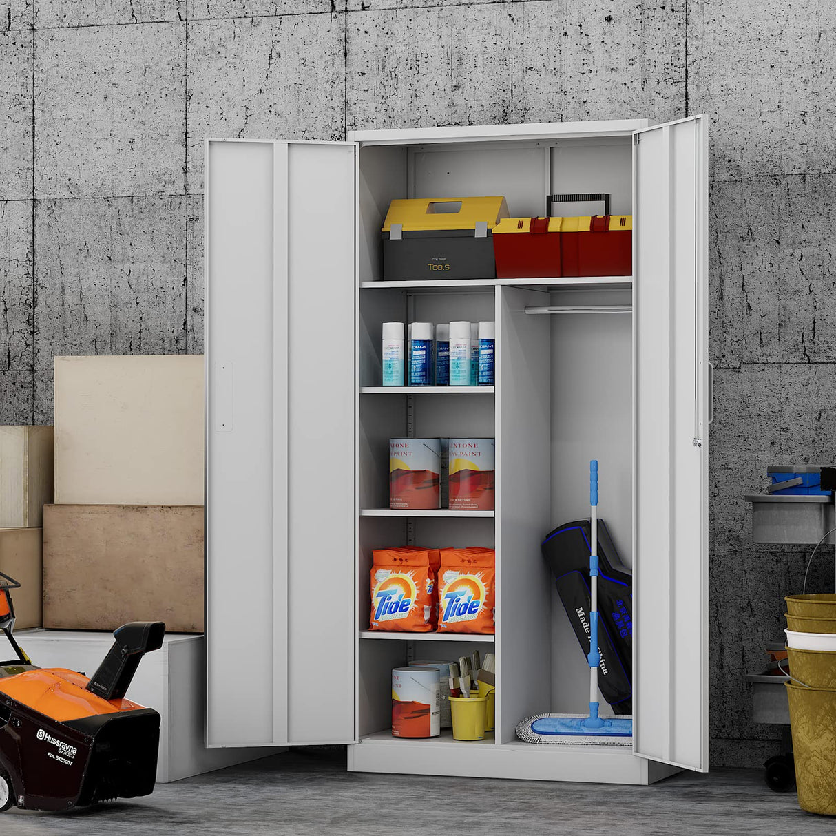 SISESOL Metal Storage Cabinets Locker with Locker Shelf, 72" Armoire Closet Organizer with Hanging Rod Storage Locker, Cabinet for Bathroom Storage Cabinet with Doors Lockers for Employees SISESOL