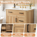 Mirightone 30" Wood Vanity with Sink, Bathroom Vanities 30 Inch with Sink, Single Sink Bathroom Vanity, 30 in Restroom Sink Vanity with 1 Soft Close Doors, 2 Soft Close Drawers, Adjustable Shelf Mirightone