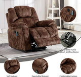 IOMOR Large Power Lift Recliner with Massage and Heat for Elderly, Electric Reclining Chair with USB Port, 2 Hidden Cup Holders, Side Pockets (1, Brown) IOMOR