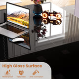 High Gloss Coffee Table with Storage,Black Square Lift Top Coffee Tables with LED & Flip Lid, Small Modern Coffee Table for Living Room with Drawer HAIOOU