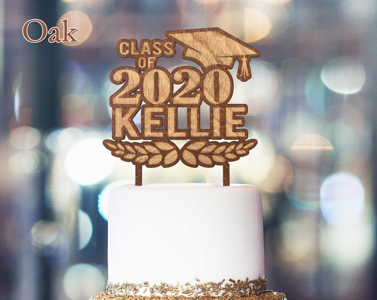 Class of 2021 Wooden Custom Cake or Cup Cake Topper Graduation Party Favor Rustic Prom Congrats Grad Decor Gift for Son Daughter Graduate Weddings-by-StockingFactory