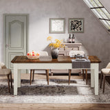 Tribesigns Dining Table for 4-6 People, 62-Inch Rectangular Kitchen Table with Solid Wood Legs, Modern Farmhouse Dinner Table for Dining Room, Kitchen, Living Room, Rustic Brown & Cream White Tribesigns