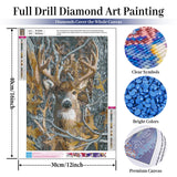 Deer Diamond Art Kits for Adults, Deer Diamond Painting Kits for Adults Beginners, DIY 5D Forest Diamond Painting with Round Gem Art Kits for Gift Home Wall Decor 12x16 Inch Fountor