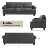 COPIAE 91 Inch Lawson Sofa with Extra Deep Seats Oversize, Mid-Century 3-Seat Sofa Couch, for Living Room, Apartment, Lounge, Dark Gray COPIAE