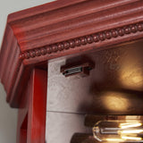 QSOSTNS Lighted Corner Display Curio Cabinet, Curved Wood Corner Cabinet with Tempered Glass Doors and Shelves for Living Room (Cherry) QSOSTNS