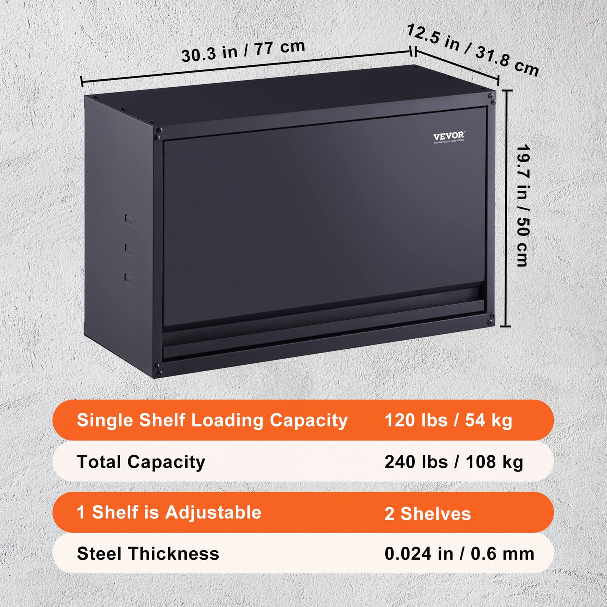 VEVOR metal garage cabinet, 240 lbs Heavy Duty Capacity Thickened Material Powder-Coating VEVOR